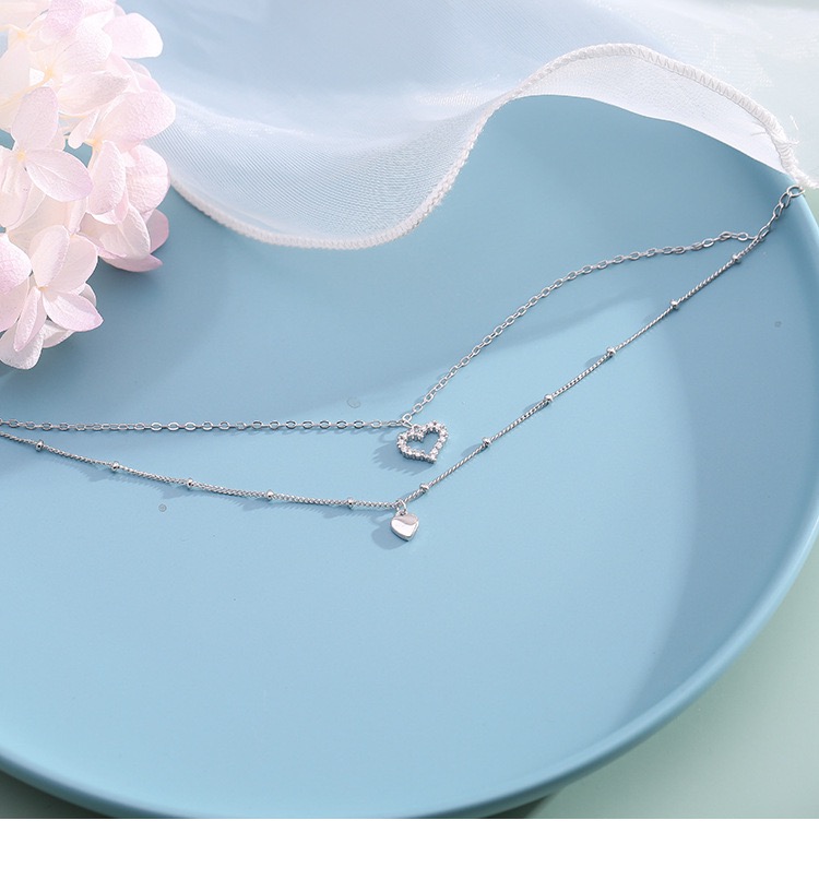 925纯银爱心双层小众设计脚链女韩版网红简约性感个性小清新学生