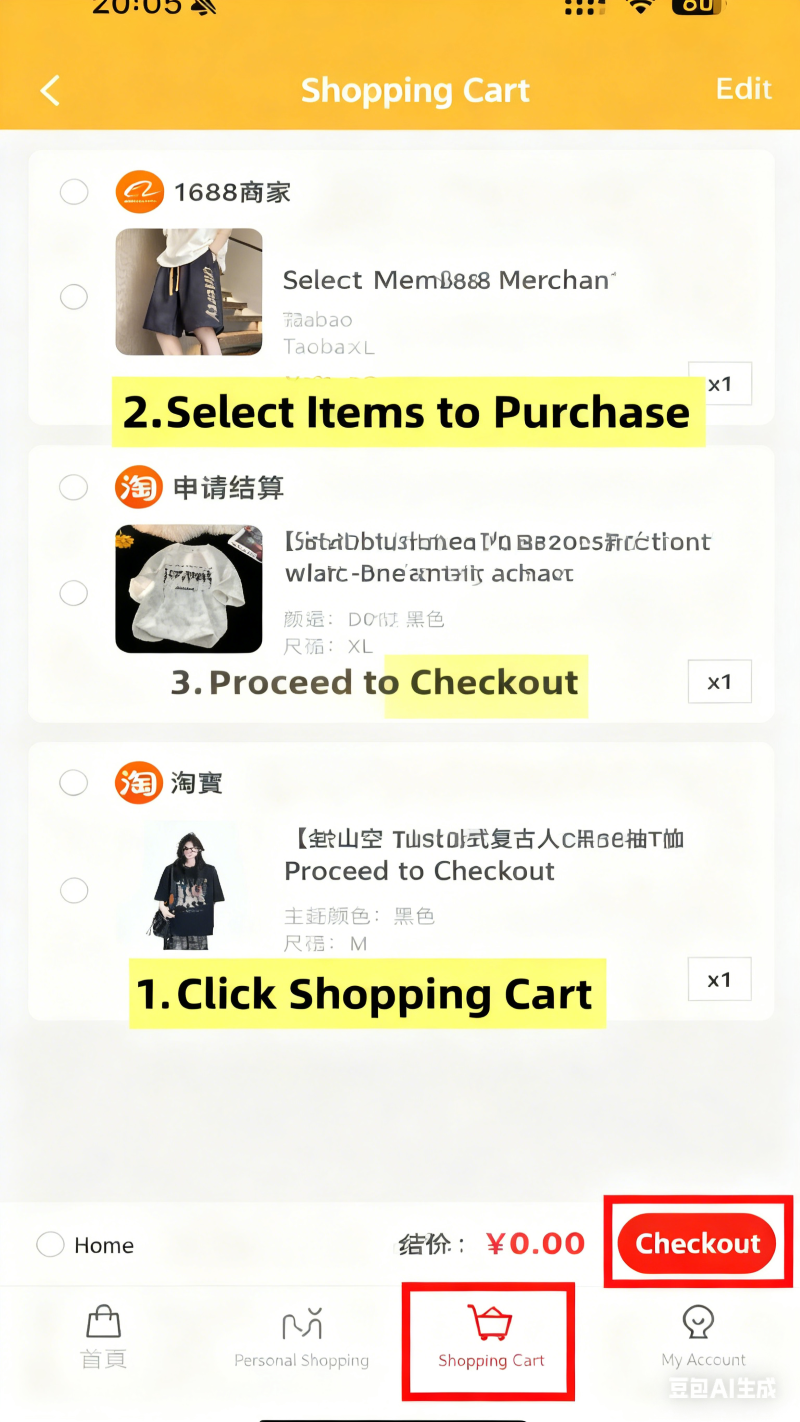 Check the items you need to purchase